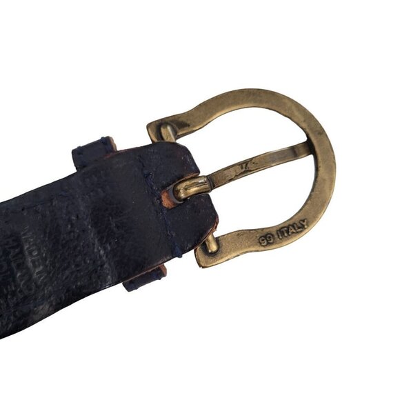 Vintage Braided Black Leather Belt Brass Buckle Made in Thailand - Picture 7 of 8